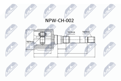 Šarnīru komplekts, Piedziņas vārpsta NTY NPW-CH-002