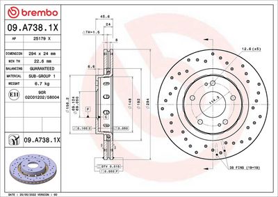 Тормозной диск BREMBO 09.A738.1X