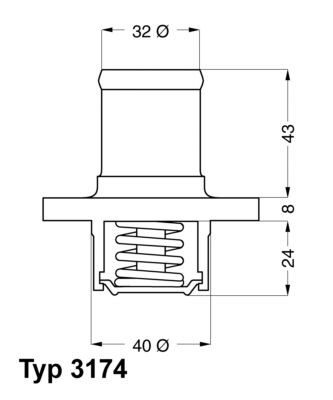 Termostats, Dzesēšanas šķidrums BorgWarner (Wahler) 3174.89D