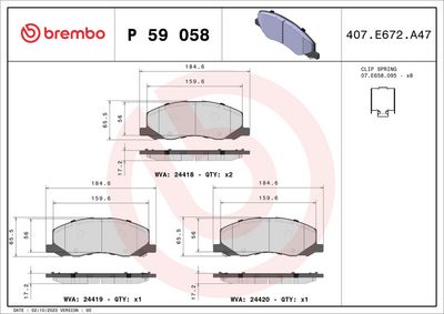 Bremžu uzliku kompl., Disku bremzes BREMBO P 59 058