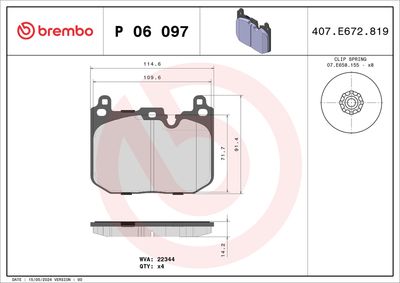 Bremžu uzliku kompl., Disku bremzes BREMBO P 06 097