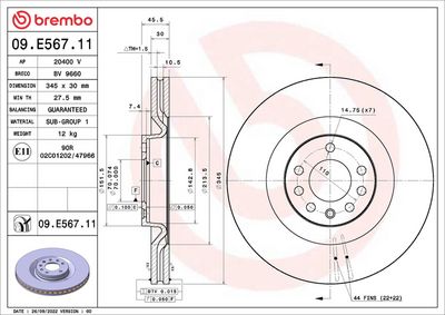 Bremžu diski BREMBO 09.E567.11