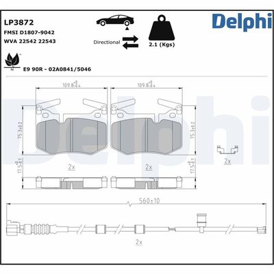 Bremžu uzliku kompl., Disku bremzes DELPHI LP3872