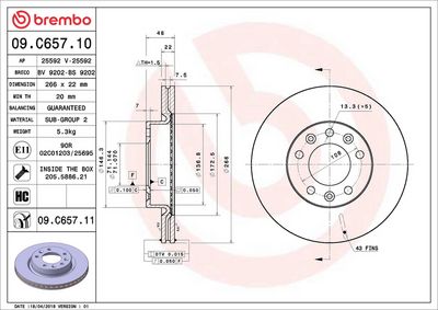 Bremžu diski BREMBO 09.C657.11