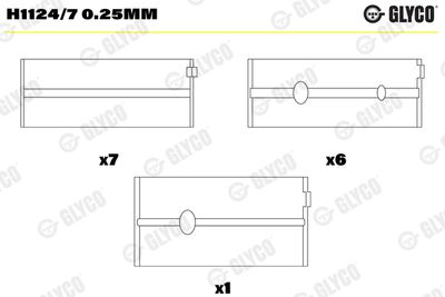 Kloķvārpstas gultnis GLYCO H1124/7 0.25mm