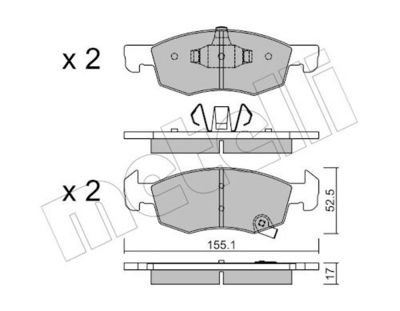Bremžu uzliku kompl., Disku bremzes METELLI 22-1034-0