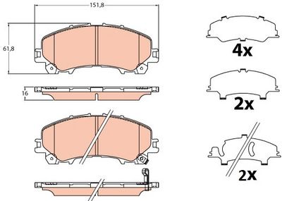 Комплект тормозных колодок, дисковый тормоз TRW GDB2222