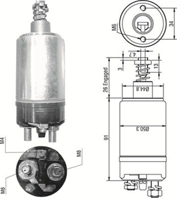 Тяговое реле, стартер MAGNETI MARELLI 940113050251