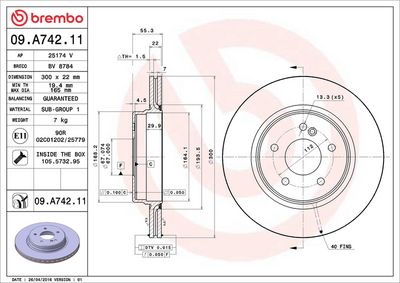 Тормозной диск BREMBO 09.A742.11