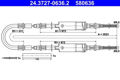 Тросик, cтояночный тормоз ATE 24.3727-0636.2