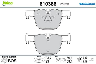 Bremžu uzliku kompl., Disku bremzes VALEO 610386
