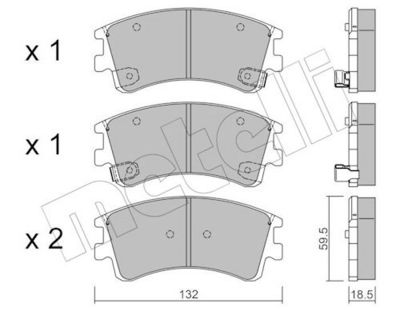 Bremžu uzliku kompl., Disku bremzes METELLI 22-0476-0