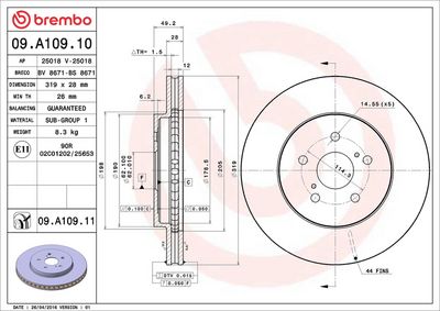 Bremžu diski BREMBO 09.A109.11