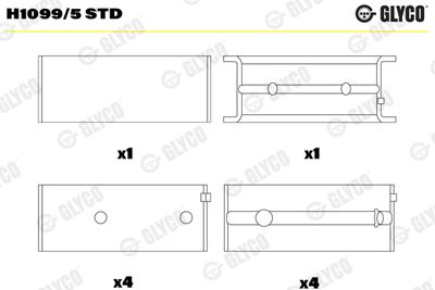 Подшипник коленвала GLYCO H1099/5 STD