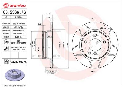 Тормозной диск BREMBO 08.5366.76