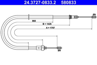 Тросик, cтояночный тормоз ATE 24.3727-0833.2