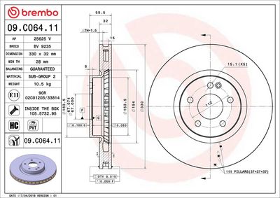 Тормозной диск BREMBO 09.C064.11