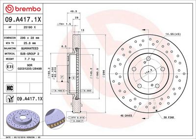 Тормозной диск BREMBO 09.A417.1X