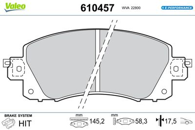 Bremžu uzliku kompl., Disku bremzes VALEO 610457