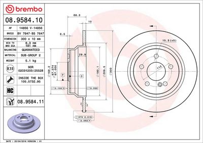 Тормозной диск BREMBO 08.9584.11