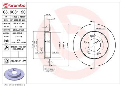 Bremžu diski BREMBO 08.9081.21