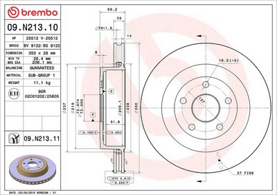 Тормозной диск BREMBO 09.N213.11