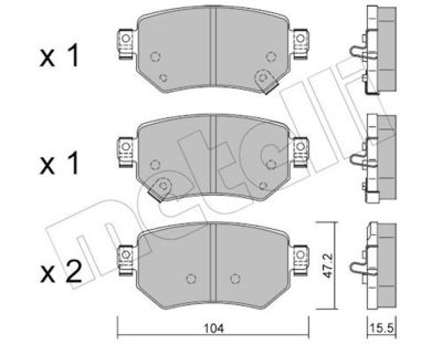 Bremžu uzliku kompl., Disku bremzes METELLI 22-1159-0