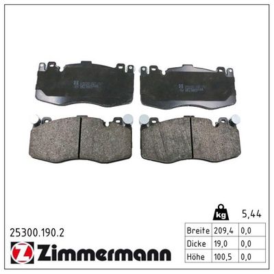 Bremžu uzliku kompl., Disku bremzes ZIMMERMANN 25300.190.2