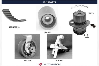 Ūdenssūknis + Zobsiksnas komplekts HUTCHINSON KH 150WP79
