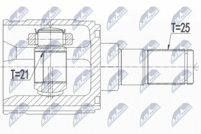 Шарнирный комплект, приводной вал NTY NPW-HY-554