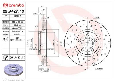 Тормозной диск BREMBO 09.A427.1X