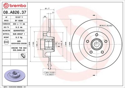 Bremžu diski BREMBO 08.A826.37
