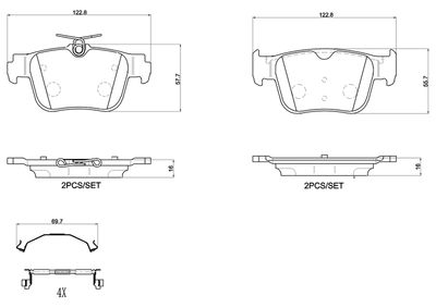 Bremžu uzliku kompl., Disku bremzes BREMBO P 85 184