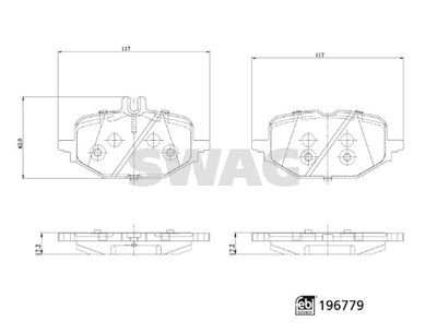 Bremžu uzliku kompl., Disku bremzes SWAG 33 11 2339