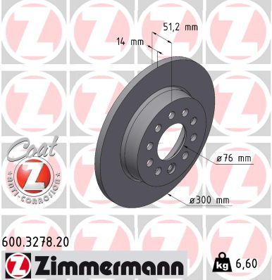 Тормозной диск ZIMMERMANN 600.3278.20