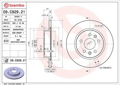 Тормозной диск BREMBO 09.C929.21