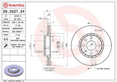 Тормозной диск BREMBO 09.5527.24