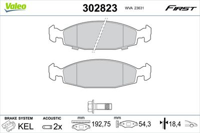 Bremžu uzliku kompl., Disku bremzes VALEO 302823