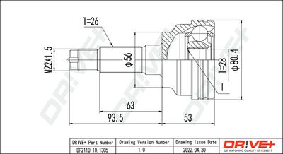 Шарнирный комплект, приводной вал Dr!ve+ DP2110.10.1305