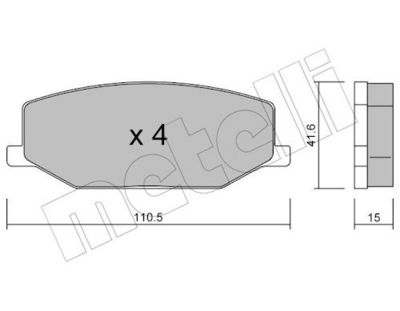 Bremžu uzliku kompl., Disku bremzes METELLI 22-0097-0
