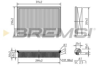 Воздушный фильтр BREMSI FA1598