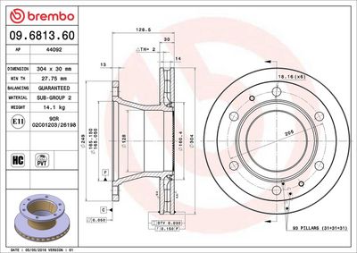 Bremžu diski BREMBO 09.6813.60