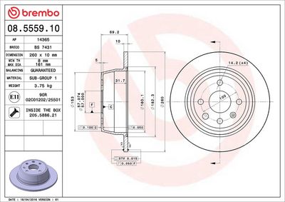Тормозной диск BREMBO 08.5559.10