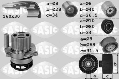 Ūdenssūknis + Zobsiksnas komplekts SASIC 3906081