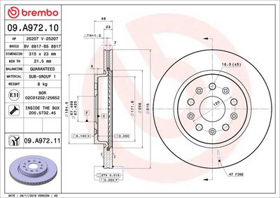 Тормозной диск BREMBO 09.A972.11