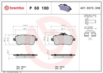 Bremžu uzliku kompl., Disku bremzes BREMBO P 50 100