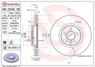 Тормозной диск BREMBO 09.C542.21