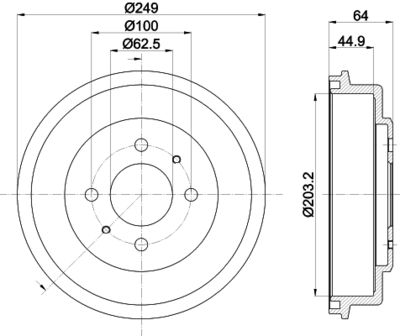 Тормозной барабан HELLA 8DT 355 302-691