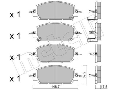 Bremžu uzliku kompl., Disku bremzes METELLI 22-1153-0