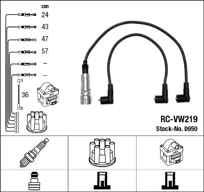 Augstsprieguma vadu komplekts NGK 0950